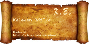 Kelemen Béke névjegykártya